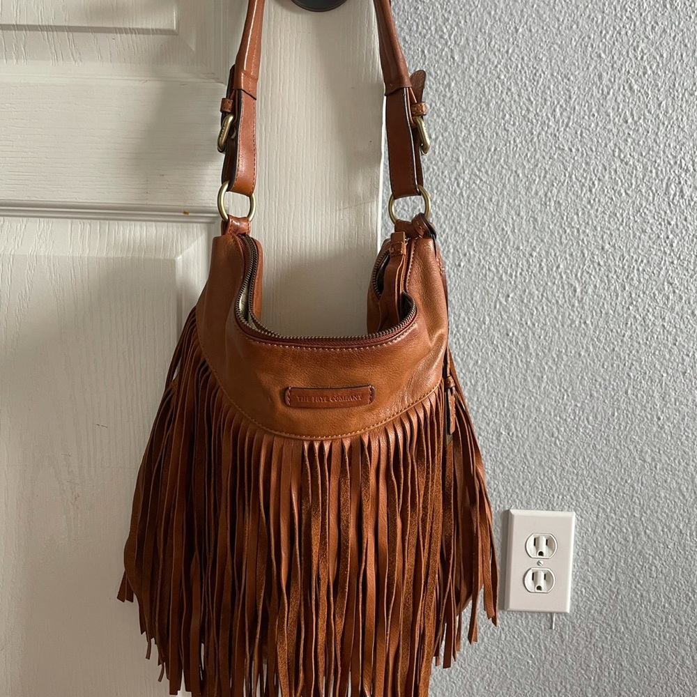 Brown Frye fringe shoulder bag